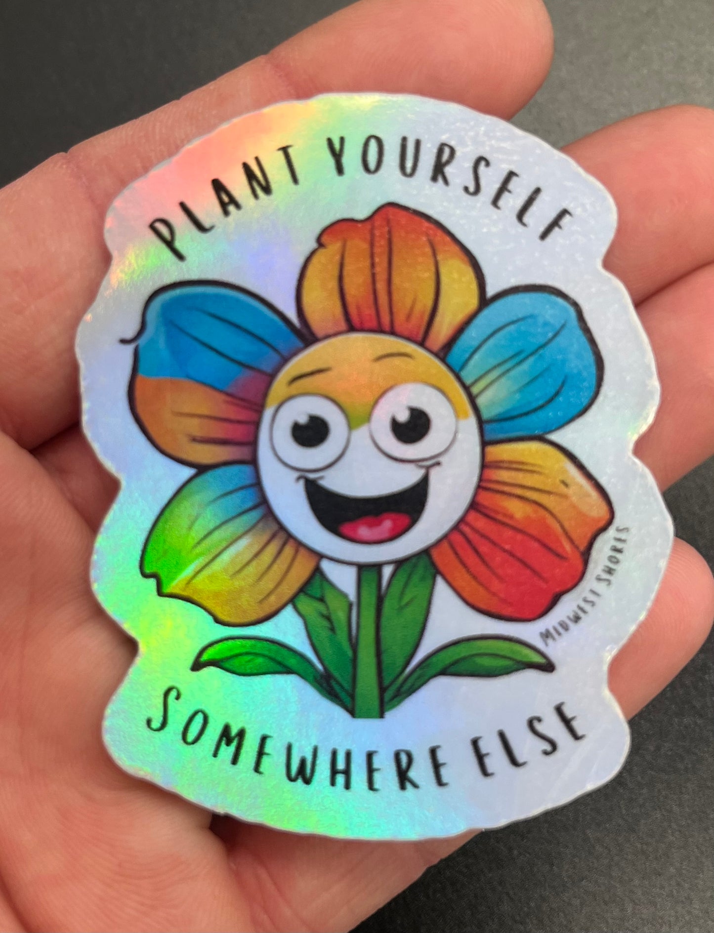 Plant Yourself Somewhere Else Demented Daisy Sticker