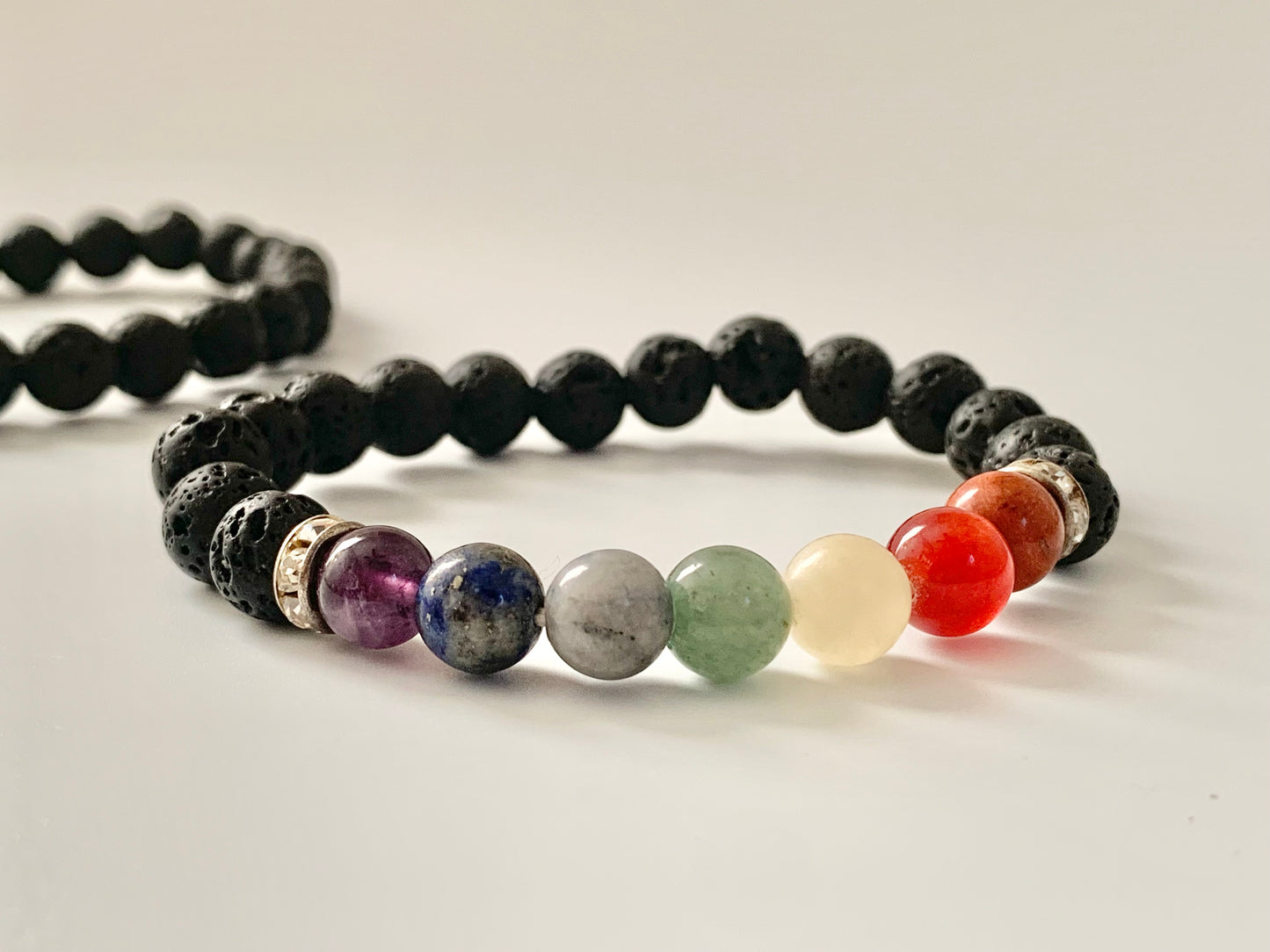 Lava Stone Chakra Bracelet 8mm bead