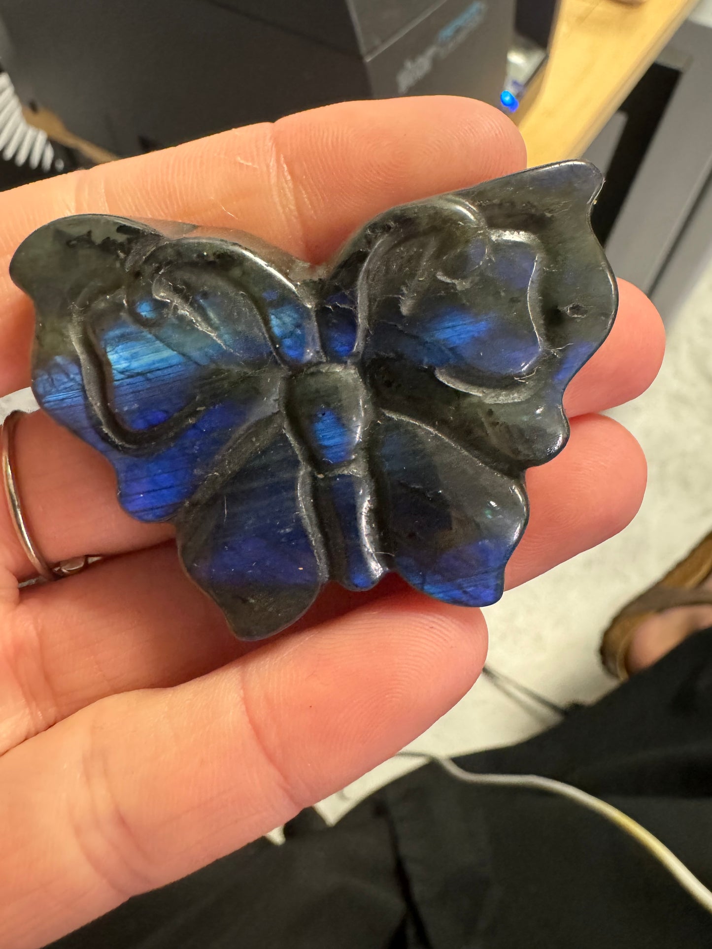 Butterfly Labradorite Carving, flat