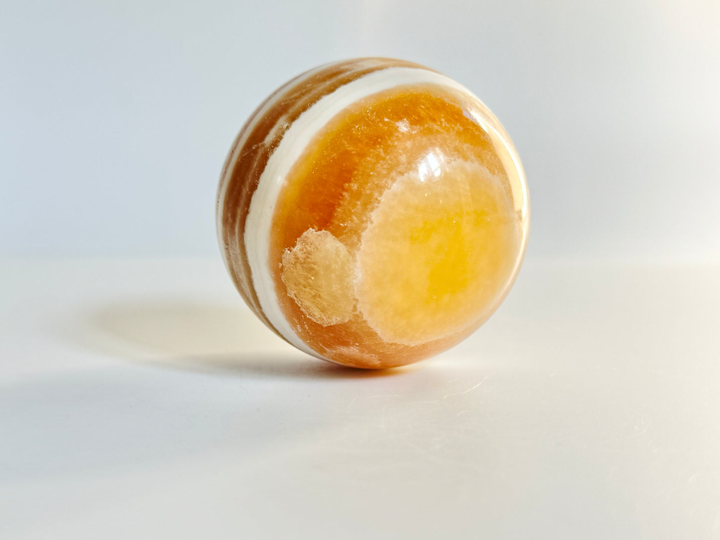 Yellow Striped Calcite Sphere