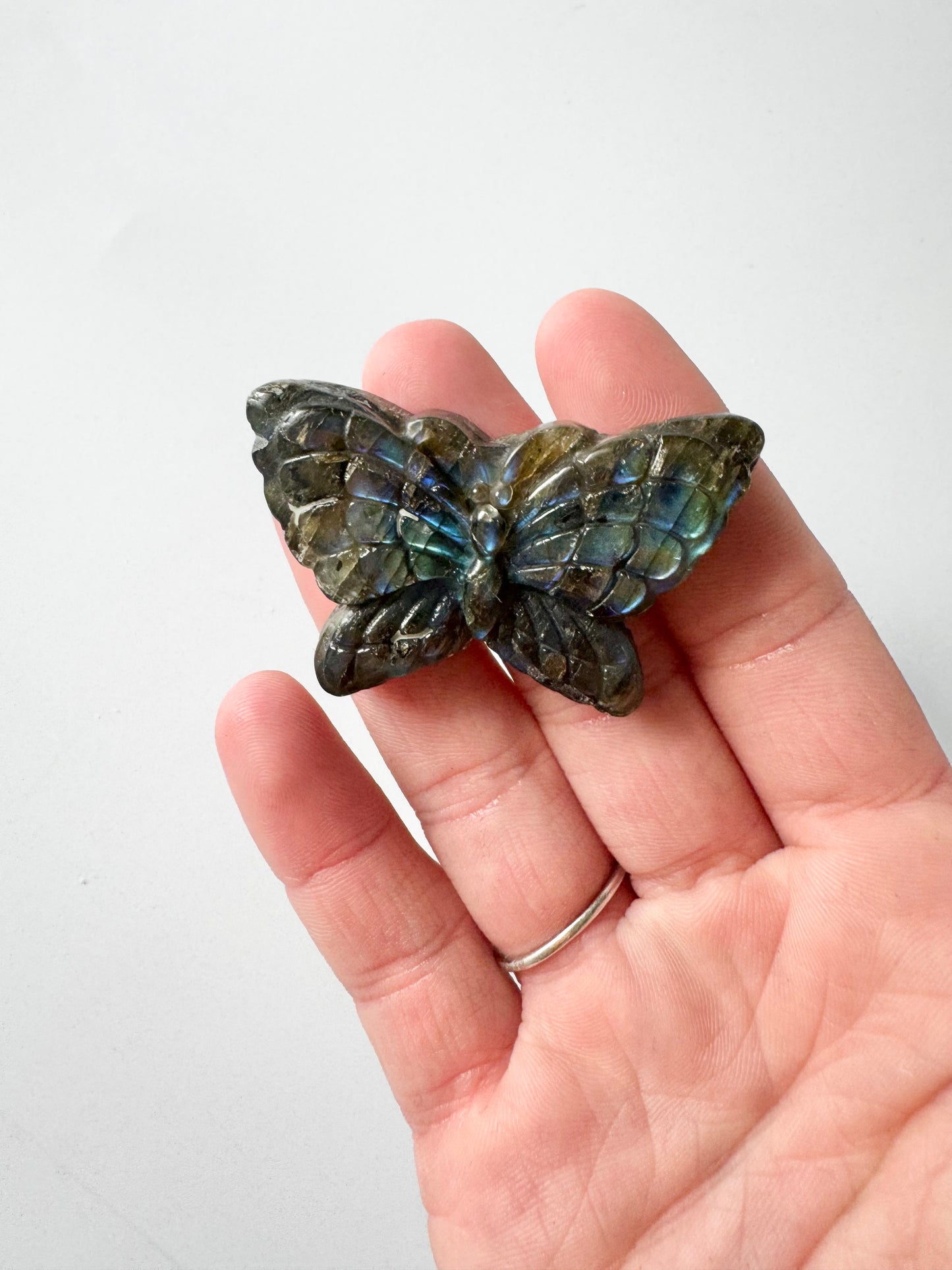 Butterfly Labradorite Carving, flat