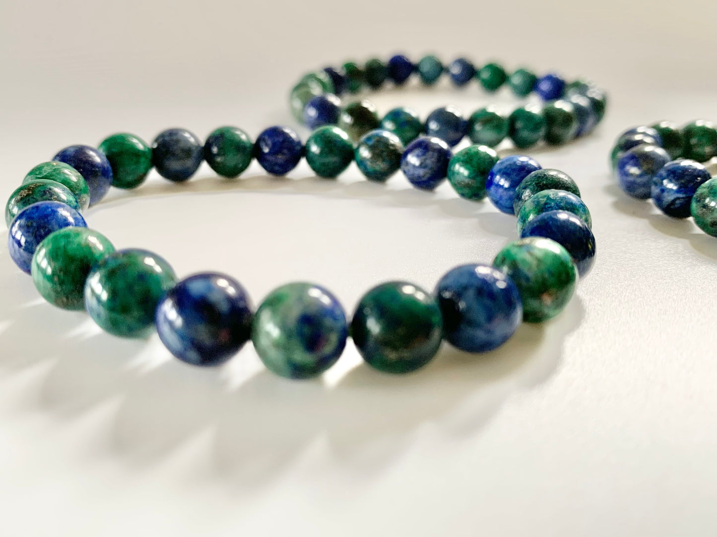 Blue and Green Round Bead Bracelet, 8mm