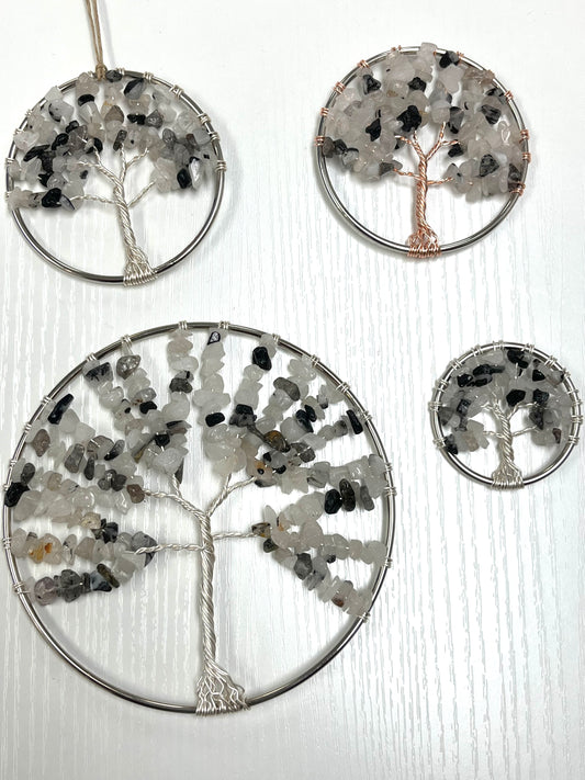 Black Tourmaline in Quartz Tree of Life Hanging