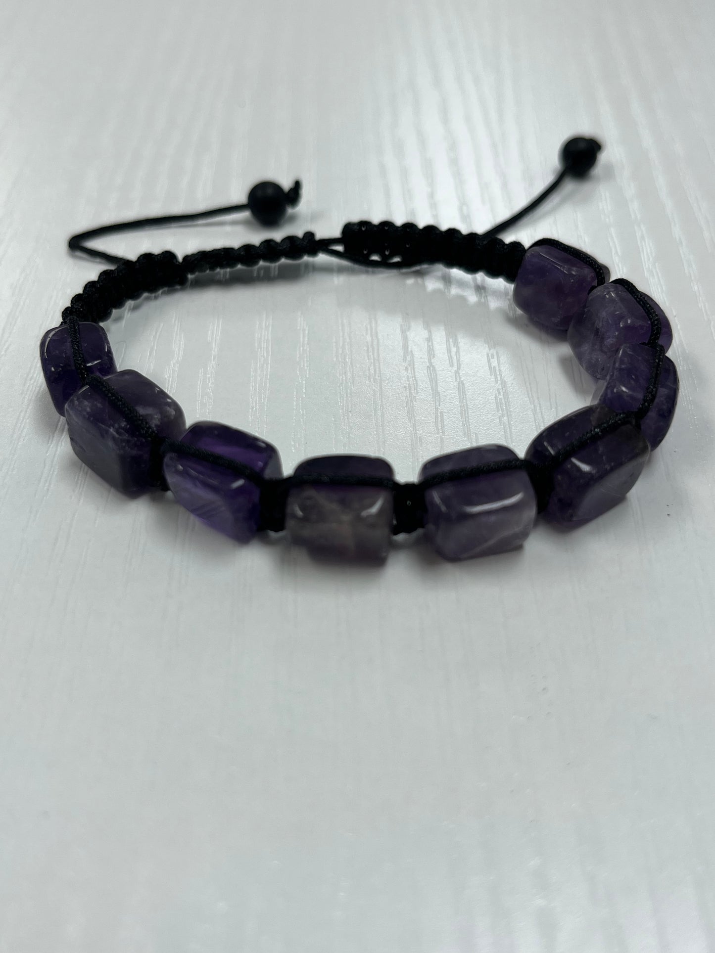 Shamballa Amethyst Square Bead Bracelet