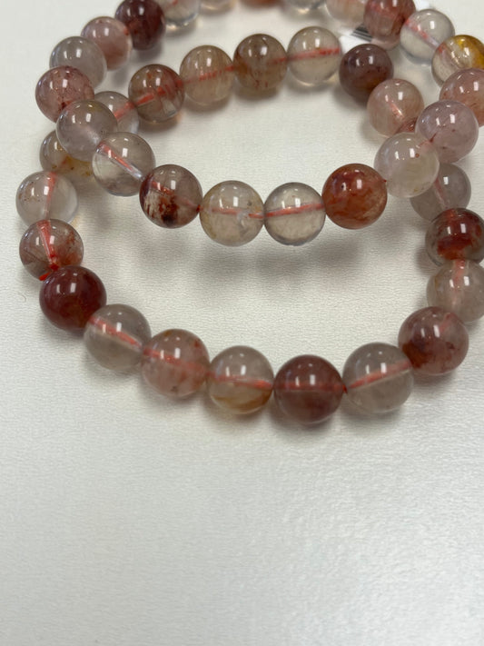 Hematoid Quartz Bead Bracelet, 10mm