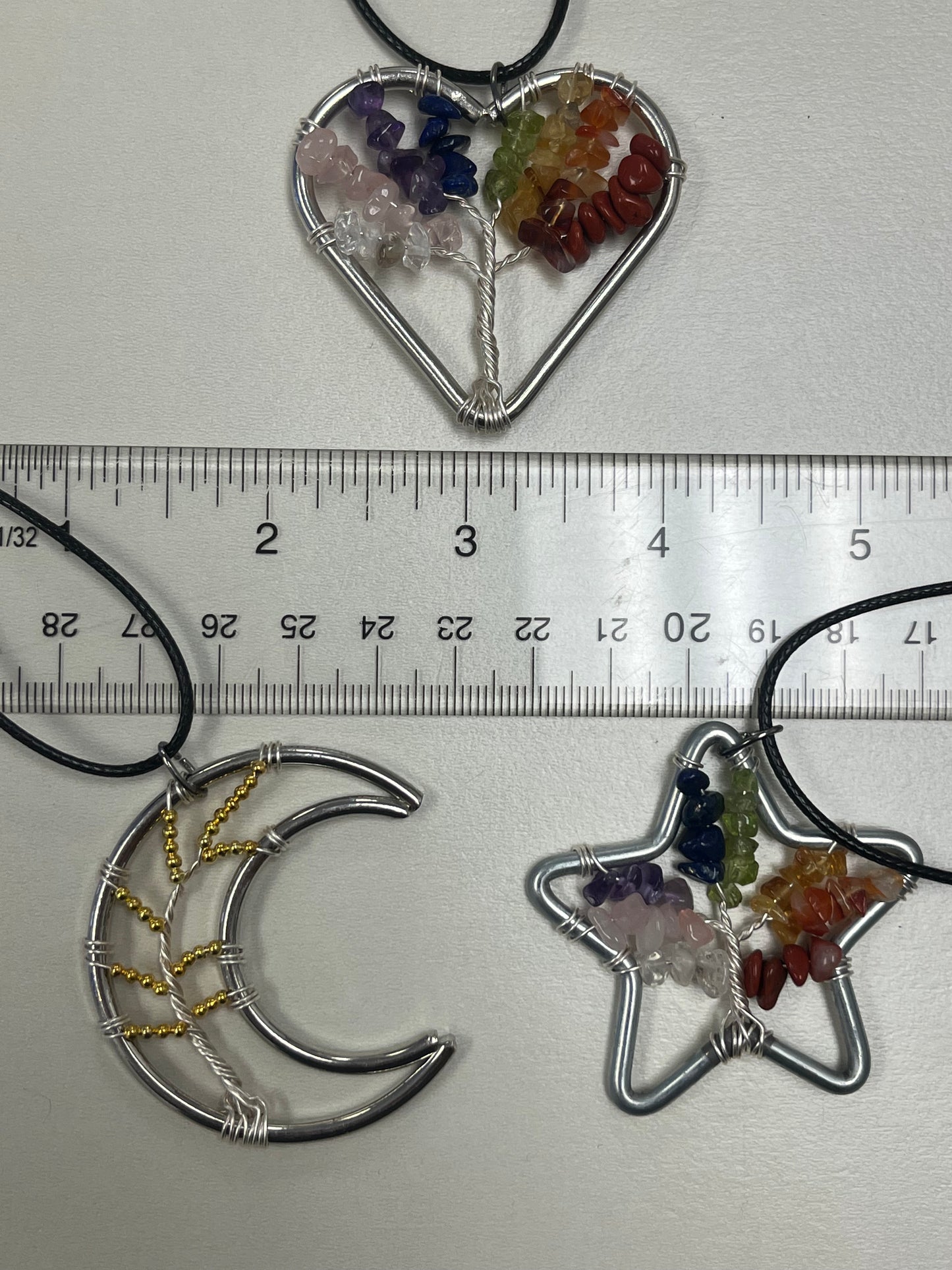 Chakra Tree of Life Pendant (~2") with Black Cord, Assorted Shape