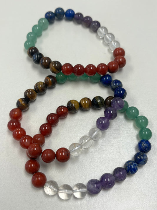 Chakra Round Bead Bracelet (no spacers), 8mm