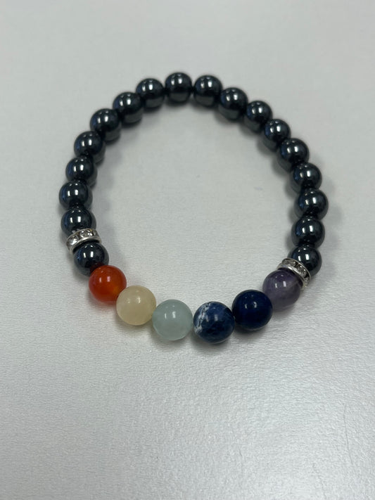 Hematite and Chakra Bracelets, 8mm