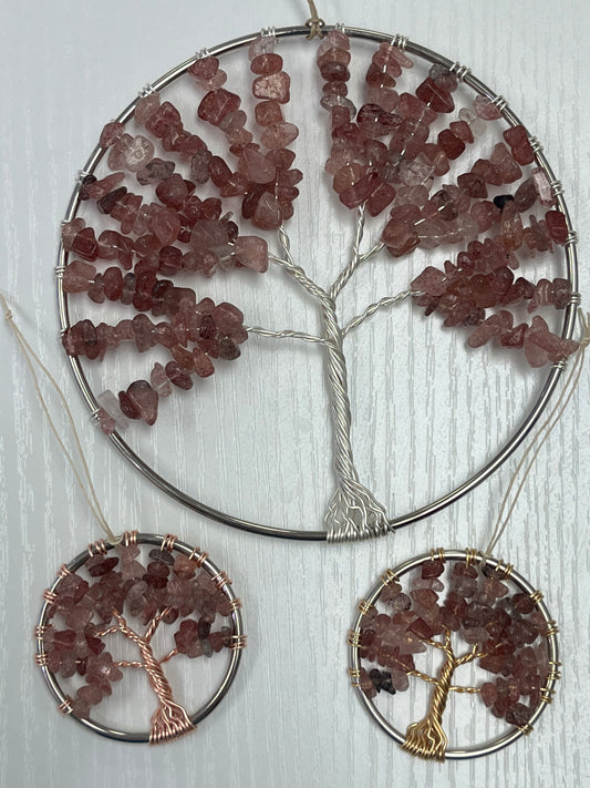 Strawberry Quartz Tree of Life Hanging