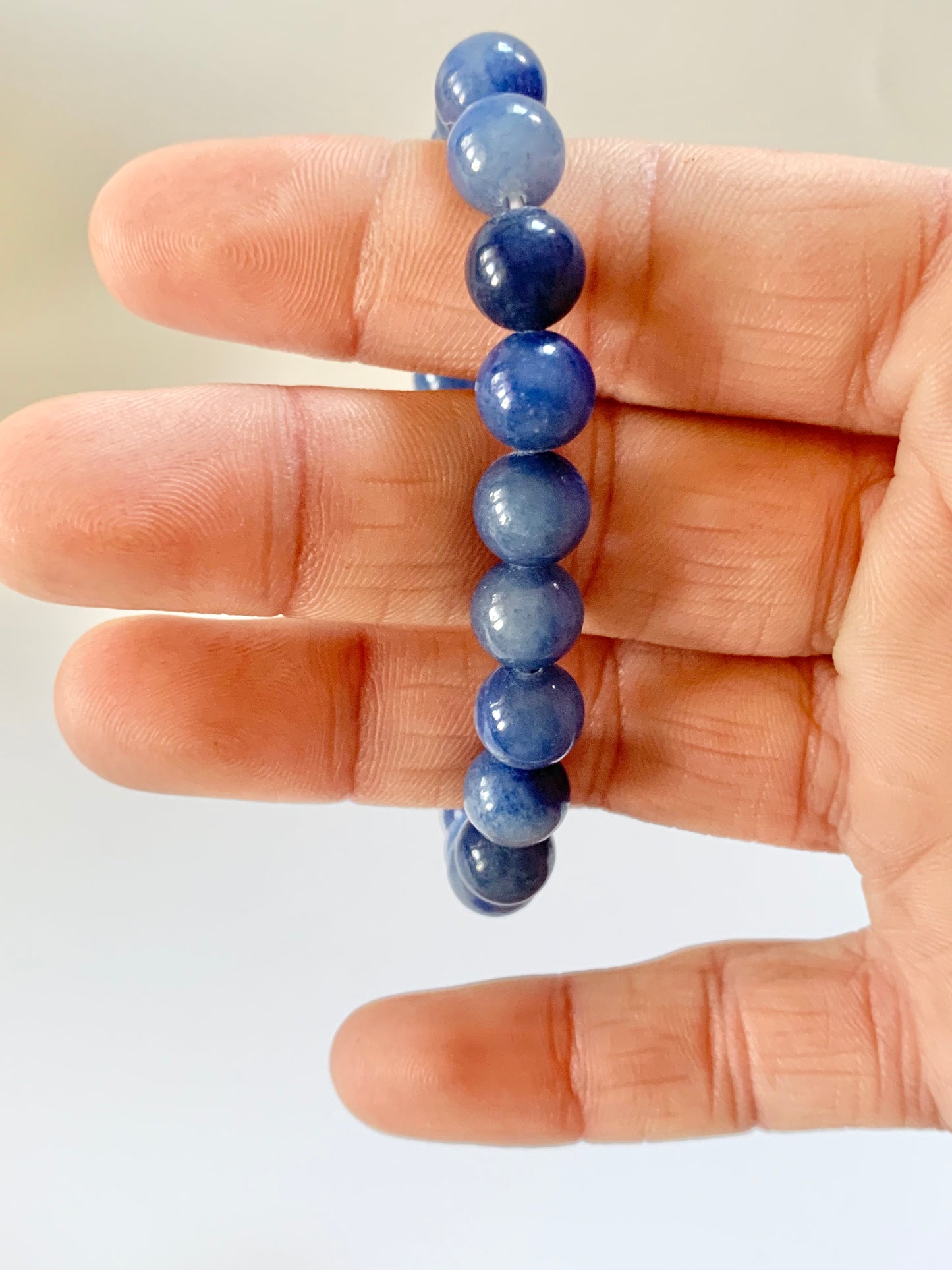 Blue Aventurine Round Bead Bracelet, 4 or 8 mm