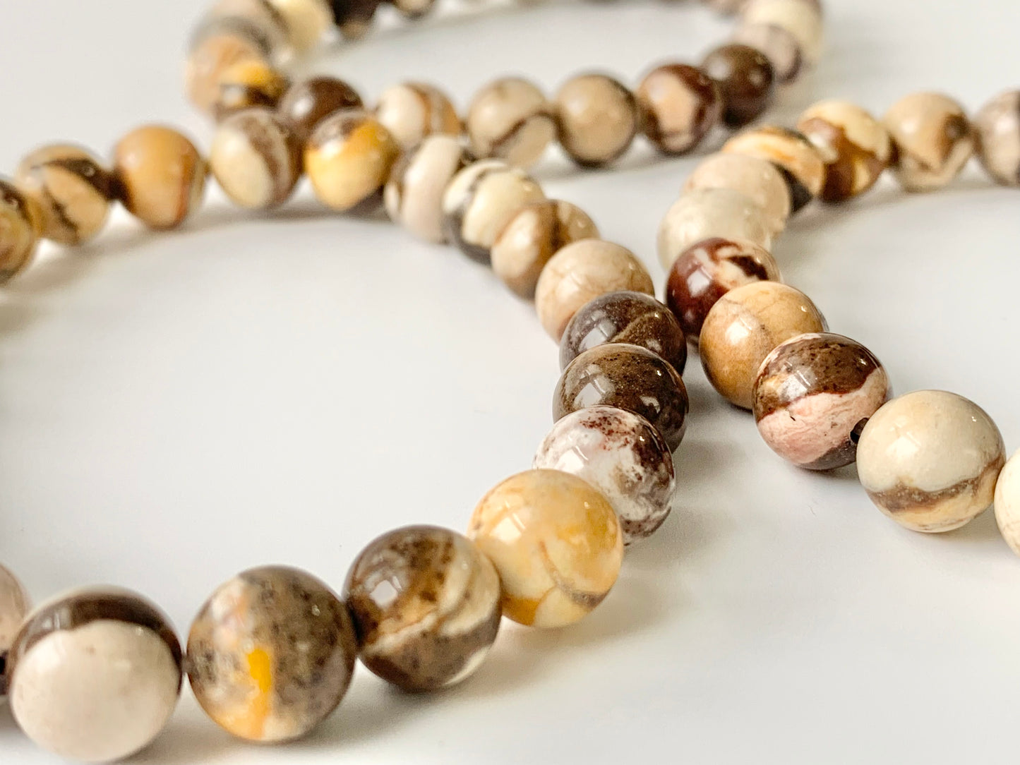 Brown Zebra Jasper Round Bead Bracelet, 4 or 8 mm