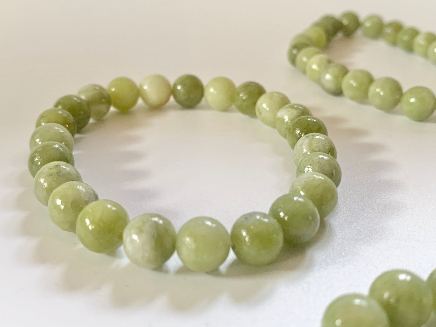 Green Jade Round Bead Bracelet, 8mm