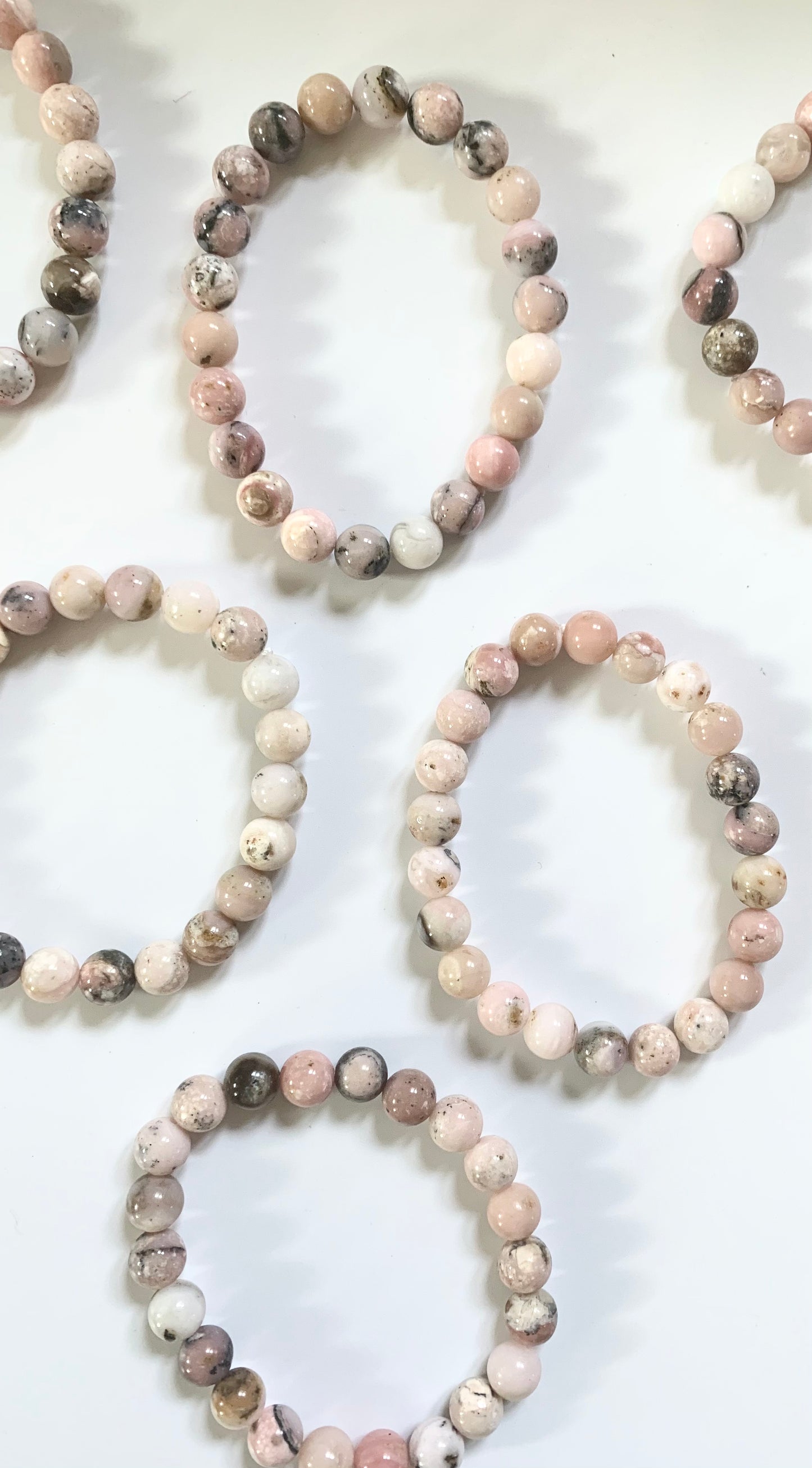 Pink Opal Round Bead Bracelet, 8mm