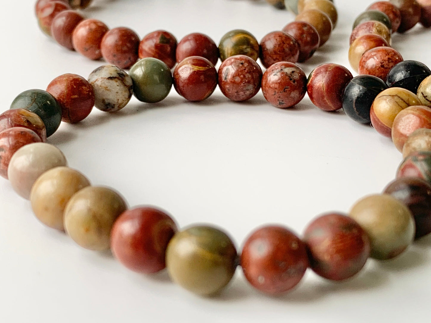 Polychrome Jasper Round Bead Bracelet