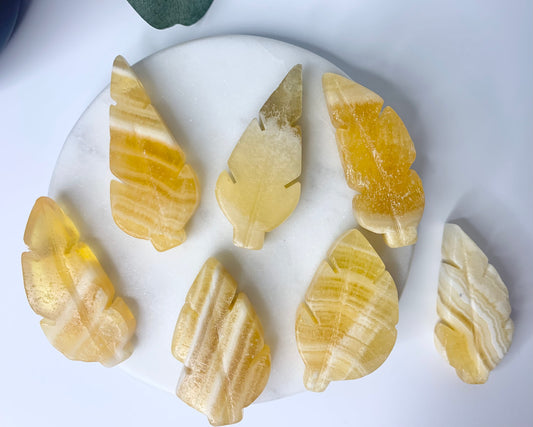 Yellow calcite leaf, medium