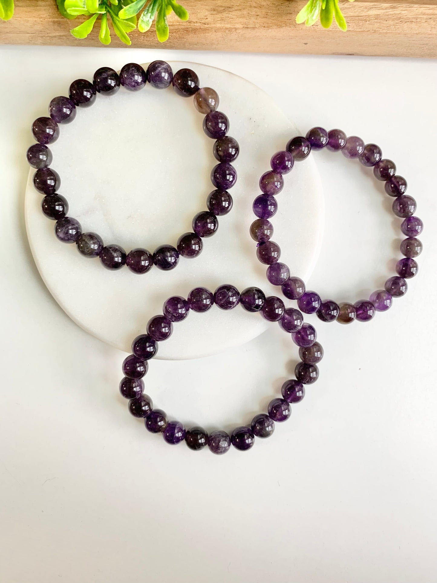 Amethyst Round Bead Bracelet, 8, 6 or 4 mm