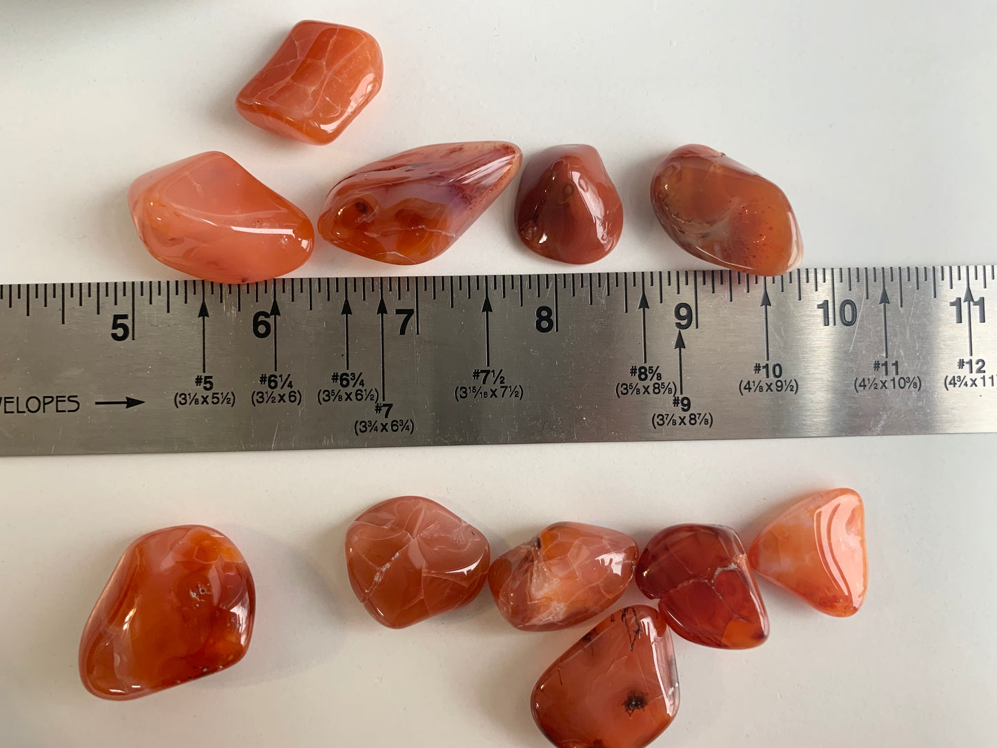 Carnelian tumbles, polished carnelian