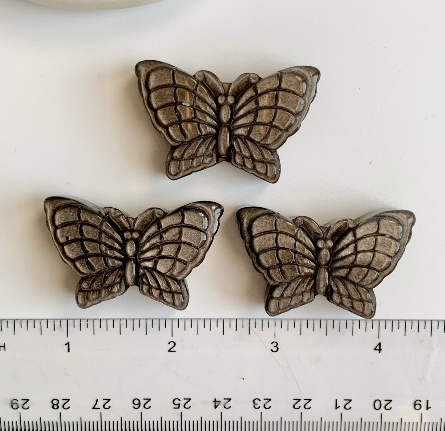 Small Butterfly Carving, Silver Sheen Obsidian