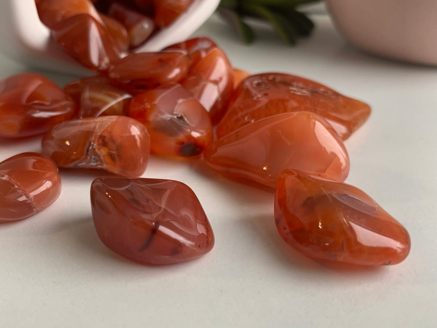 Carnelian tumbles, polished carnelian